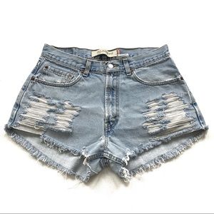 LEVI’S Waist 32-33 Cutoffs/ Hand-Distressed/ 184RE